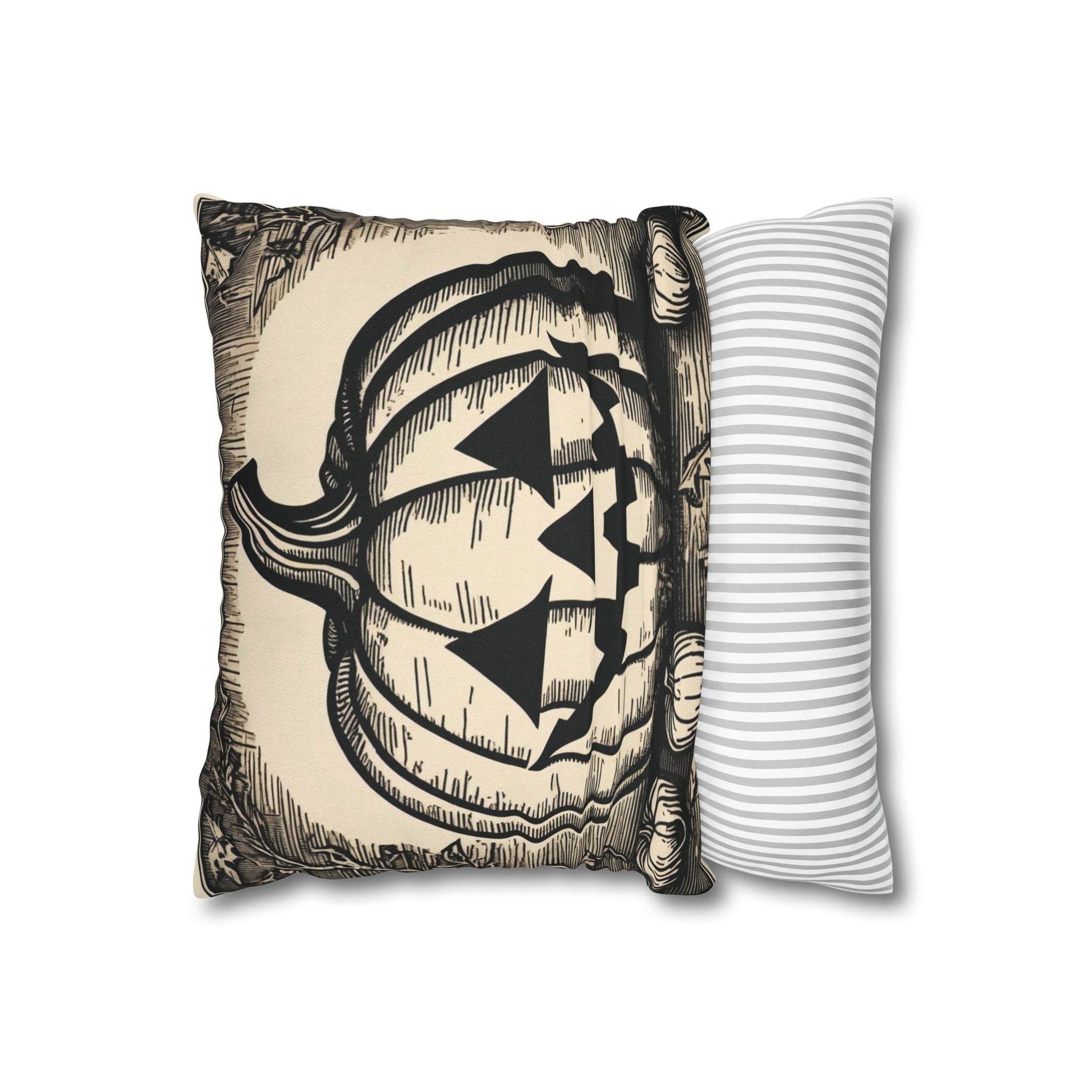 Square Jack-O-Lantern Spun Polyester Pillowcase - DeRose Seasonal