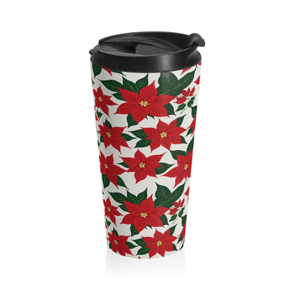 Stainless Steel Poinsettia Floral Travel Mug - DeRose Seasonal