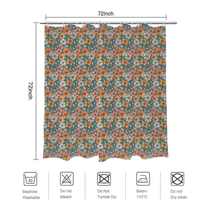 Pastel Flowers Bathroom Four-Piece Set(Shower Curtain + Toilet Cover Mat + Toilet Foot Mat + Floor Mat)| Polyester - DeRose Seasonal