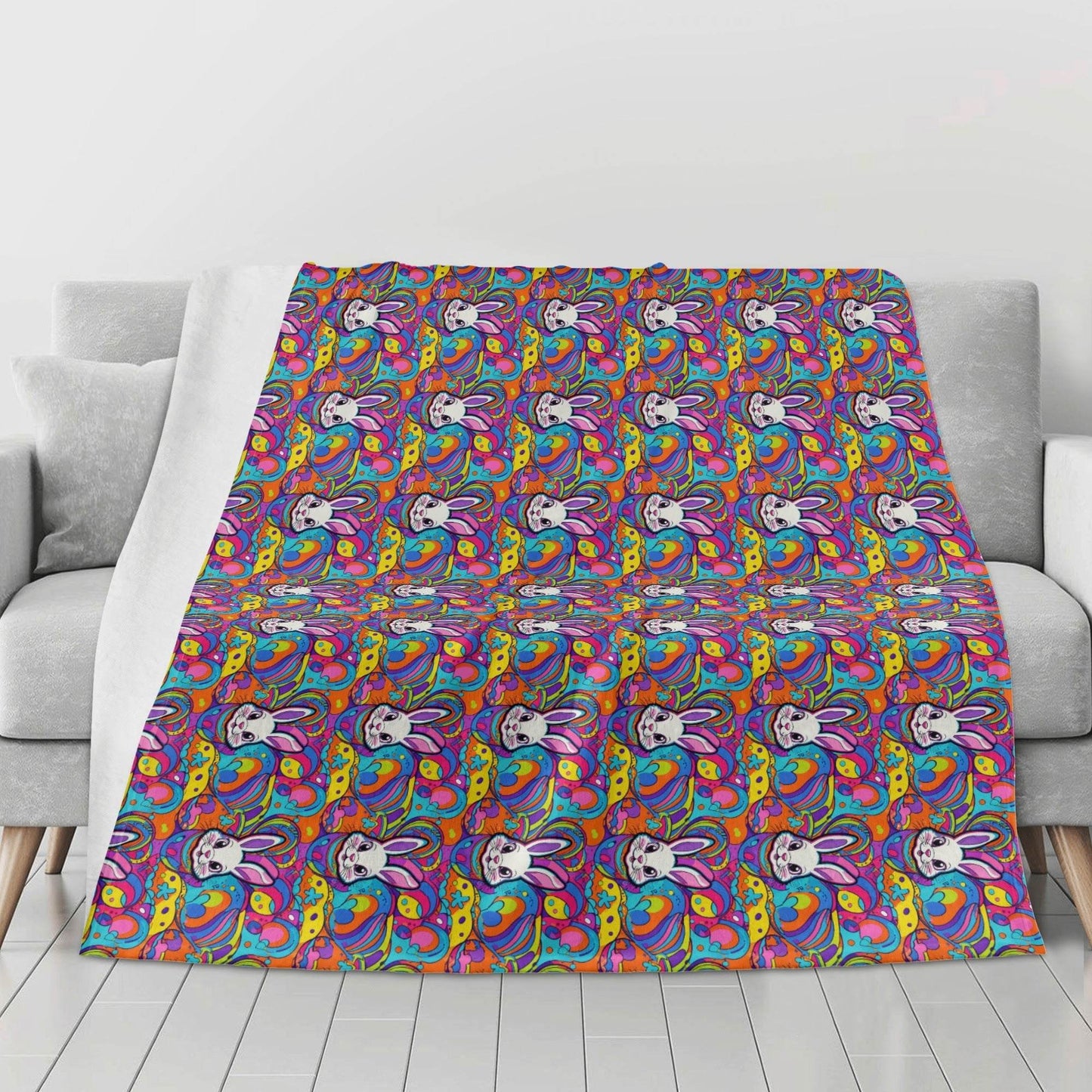 Trippy Bunny Flannel Breathable Blanket 4 Sizes - DeRose Seasonal