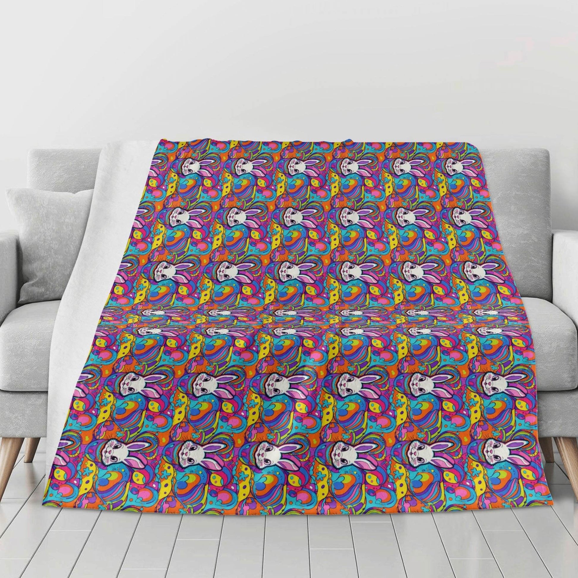 Trippy Bunny Flannel Breathable Blanket 4 Sizes - DeRose Seasonal