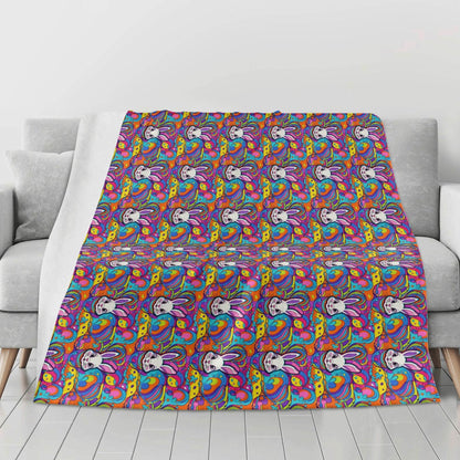 Trippy Bunny Flannel Breathable Blanket 4 Sizes - DeRose Seasonal