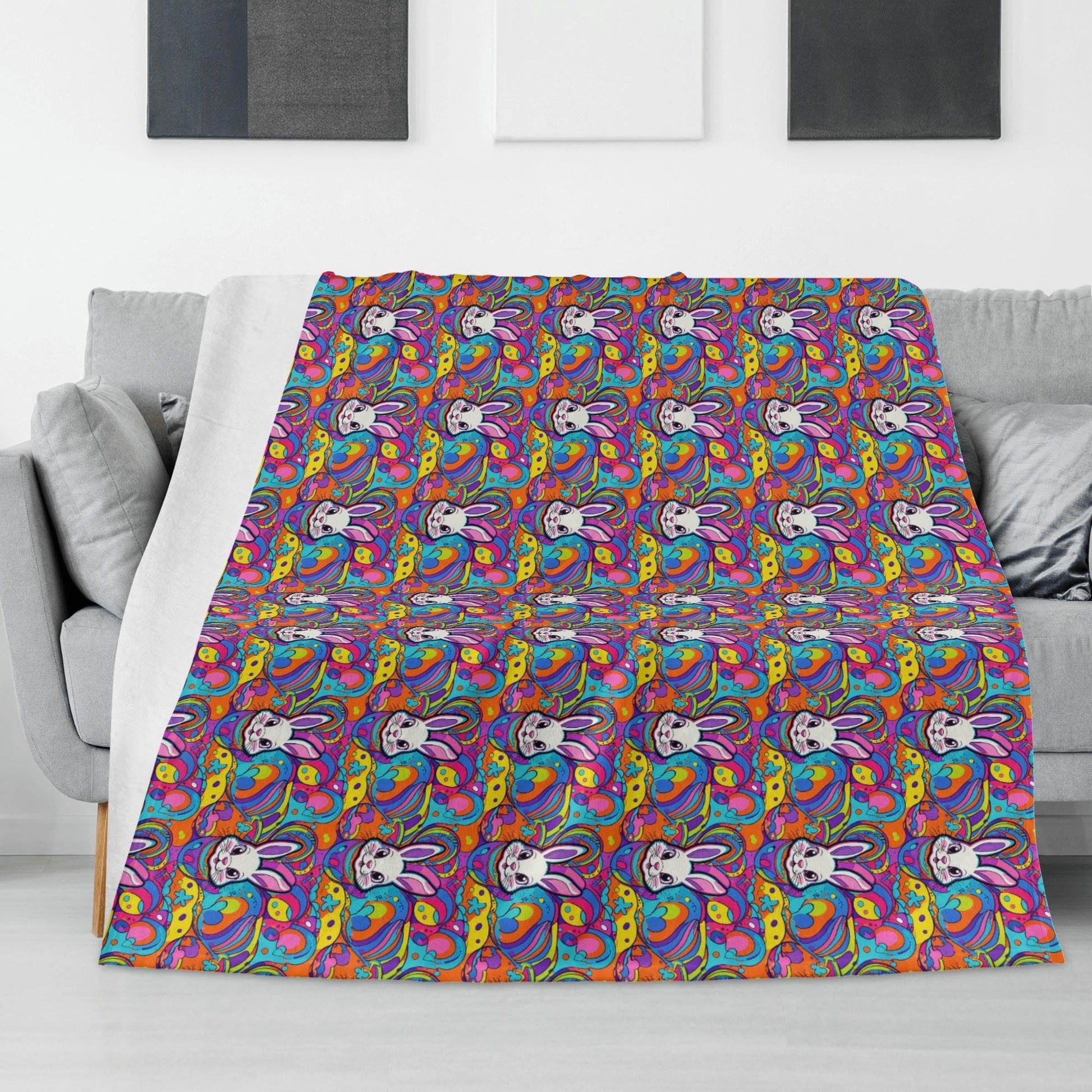 Trippy Bunny Flannel Breathable Blanket 4 Sizes - DeRose Seasonal