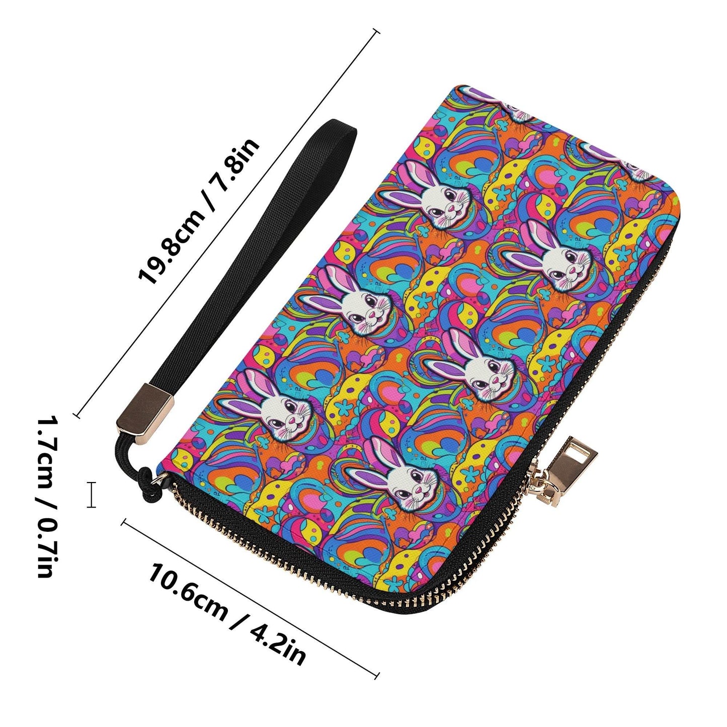 Trippy Bunny Leather Women's Zipper Wristlet Wallet - DeRose Seasonal
