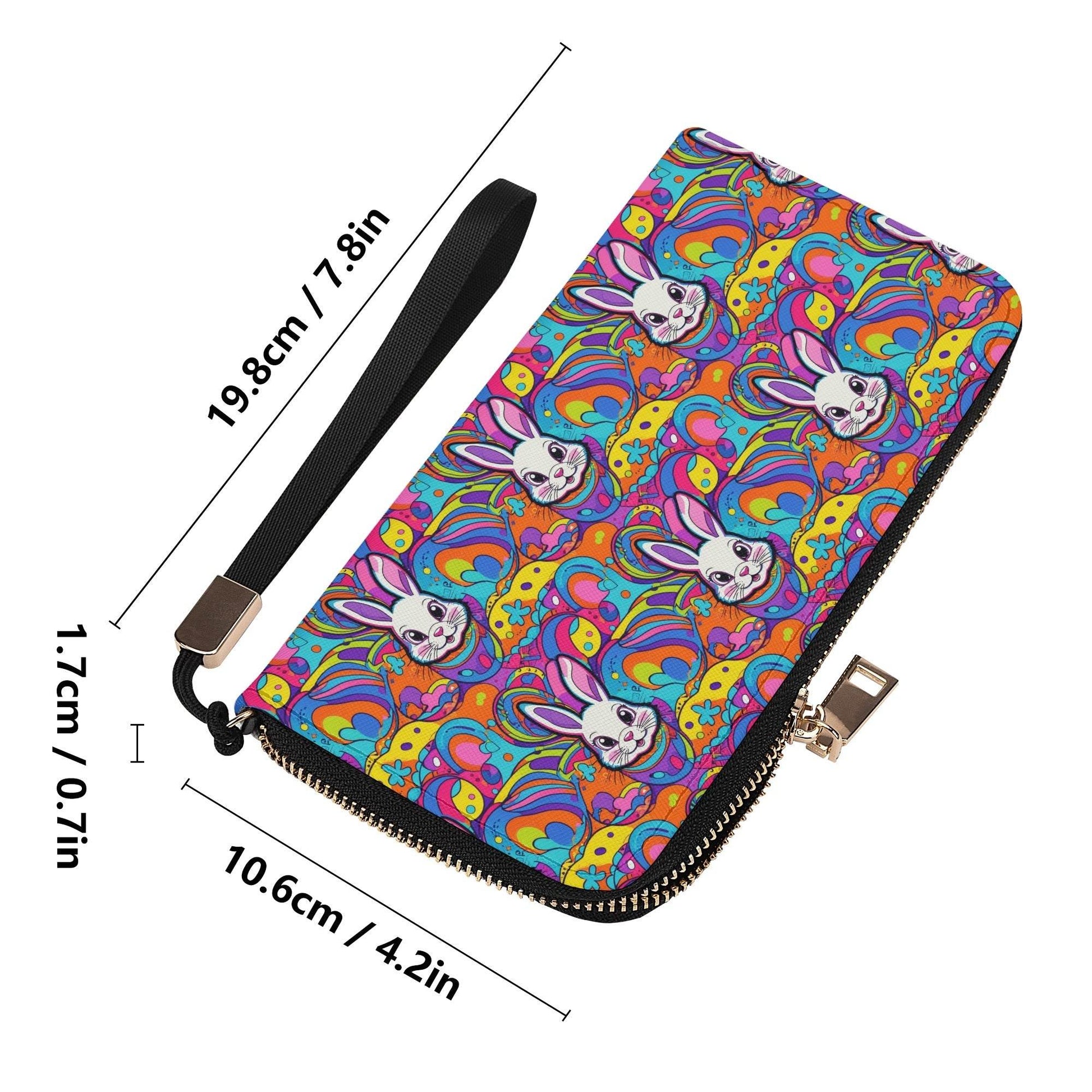 Trippy Bunny Leather Women's Zipper Wristlet Wallet - DeRose Seasonal