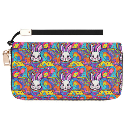 Trippy Bunny Leather Women's Zipper Wristlet Wallet - DeRose Seasonal
