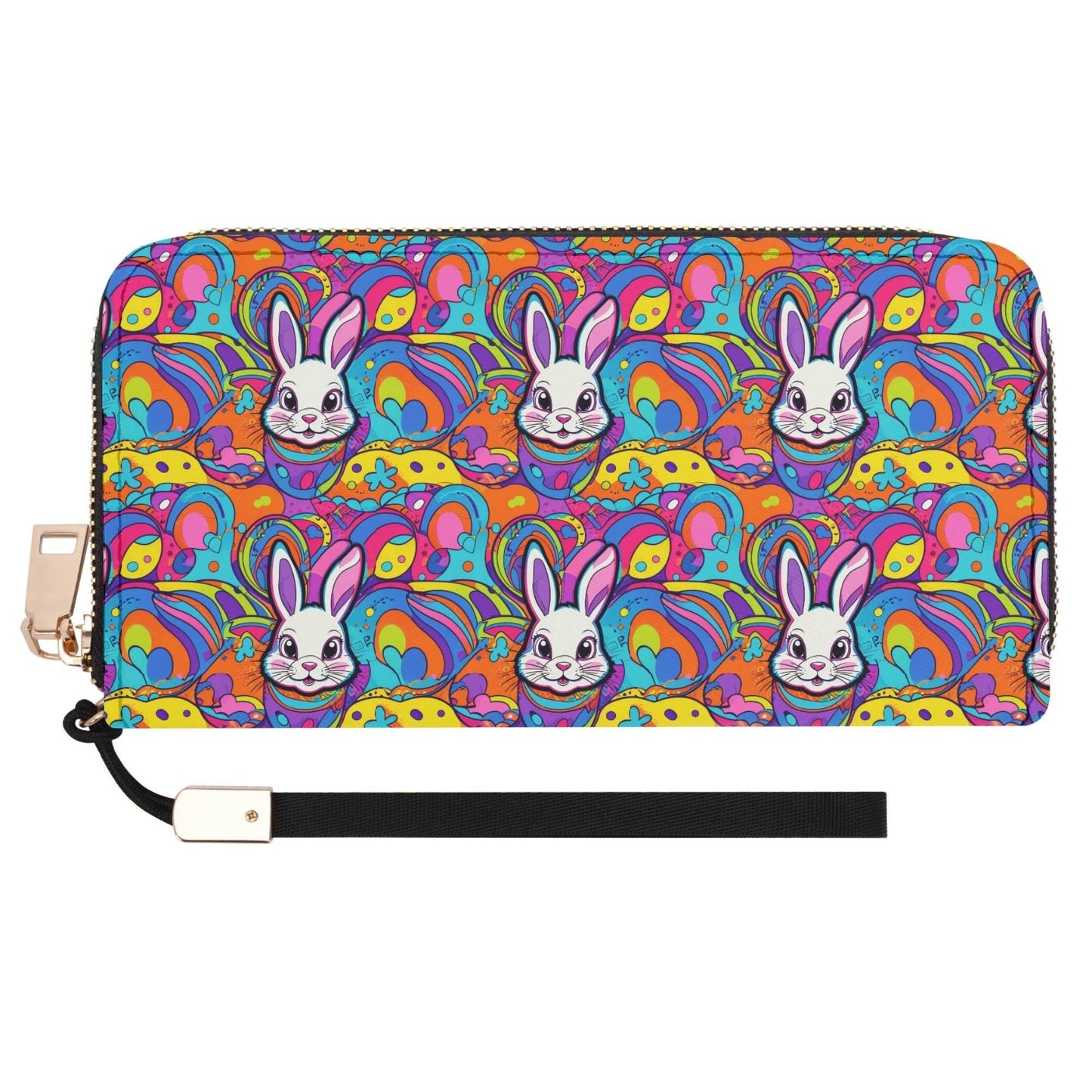 Trippy Bunny Leather Women's Zipper Wristlet Wallet - DeRose Seasonal