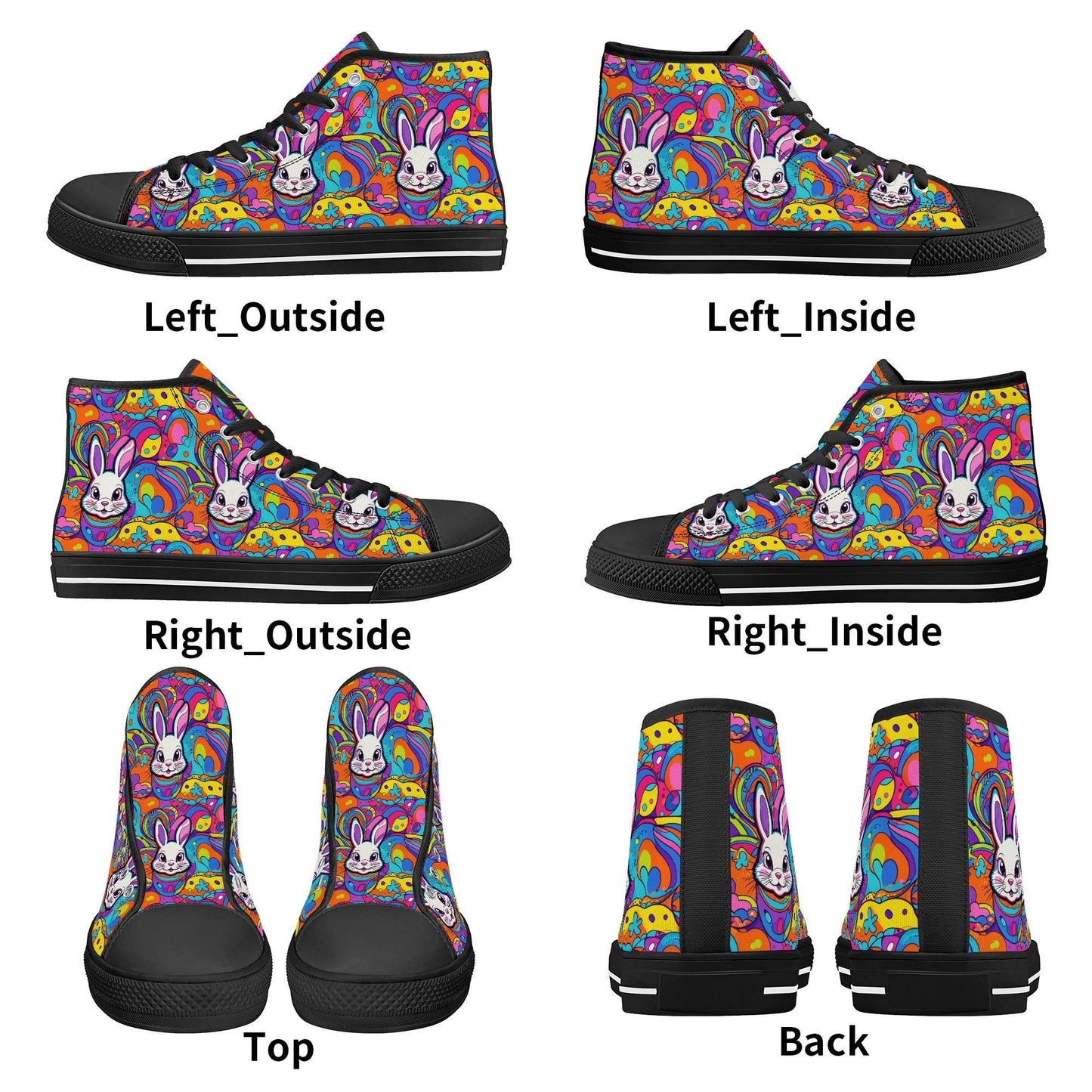Trippy Bunny Men's High Top Canvas Shoes - DeRose Seasonal