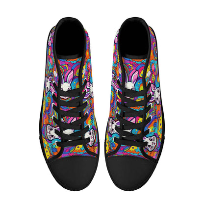 Trippy Bunny Men's High Top Canvas Shoes - DeRose Seasonal