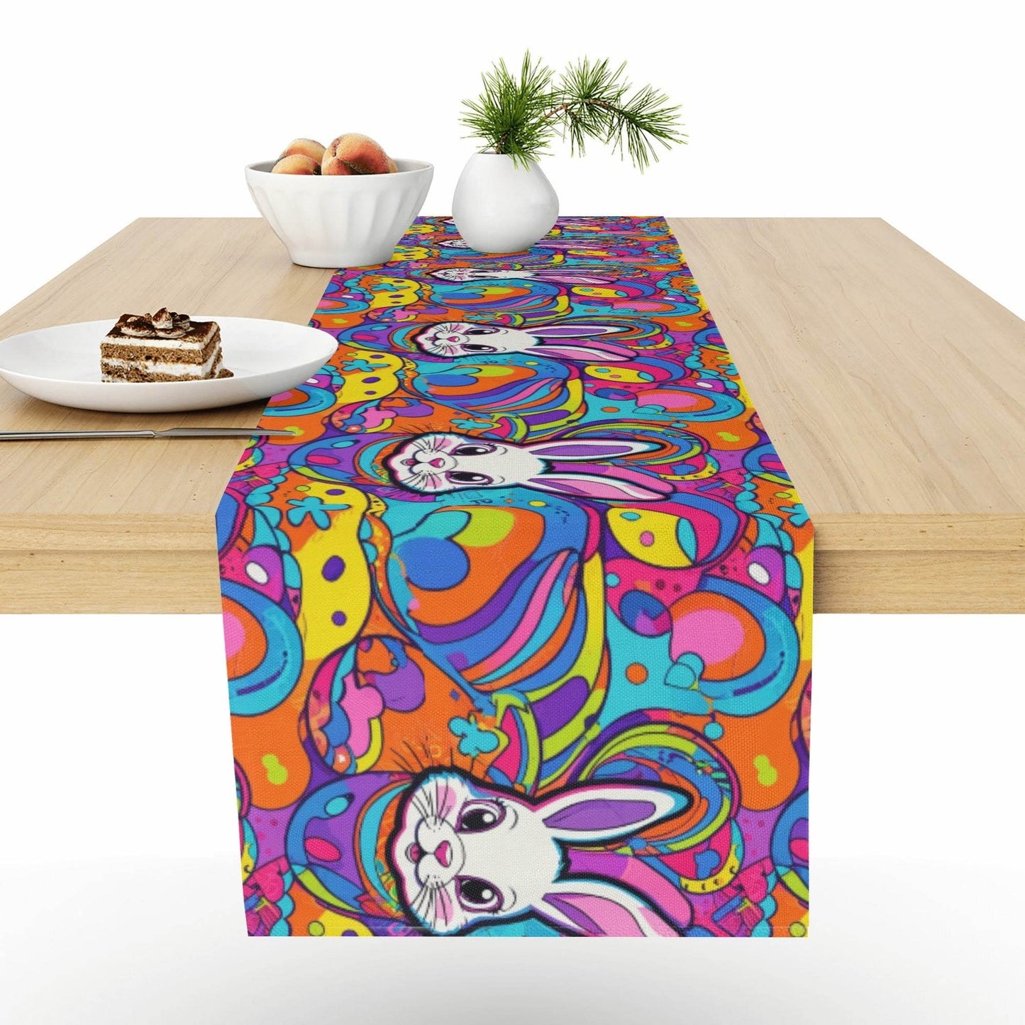 Trippy Bunny Polyester Table Runner - DeRose Seasonal