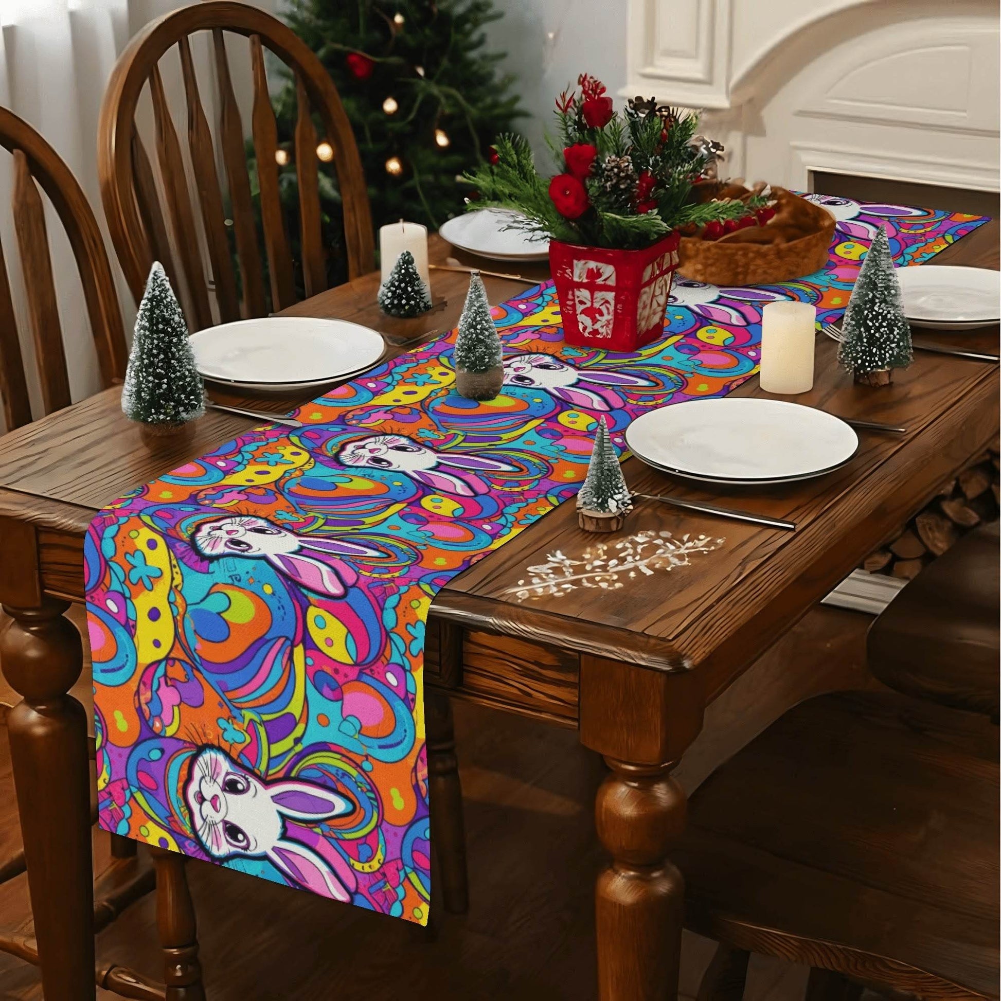 Trippy Bunny Polyester Table Runner - DeRose Seasonal
