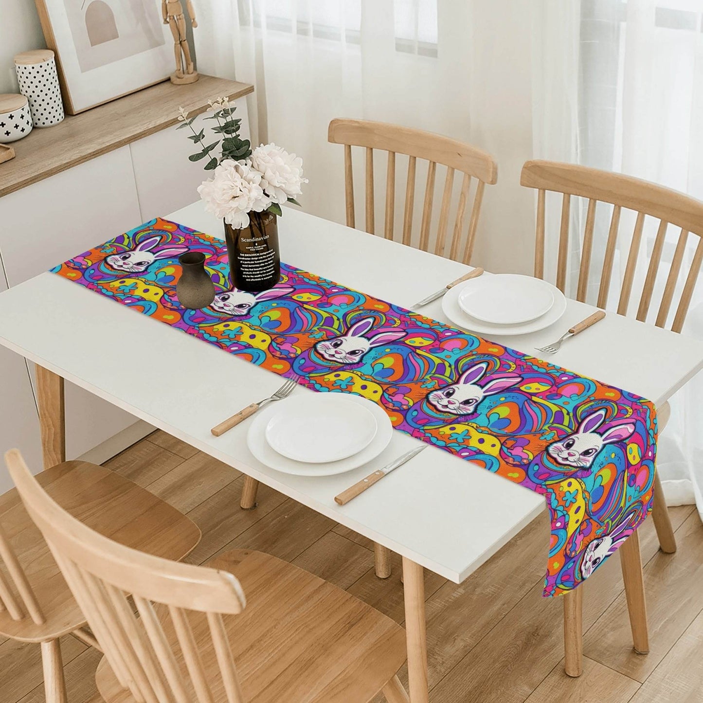 Trippy Bunny Polyester Table Runner - DeRose Seasonal