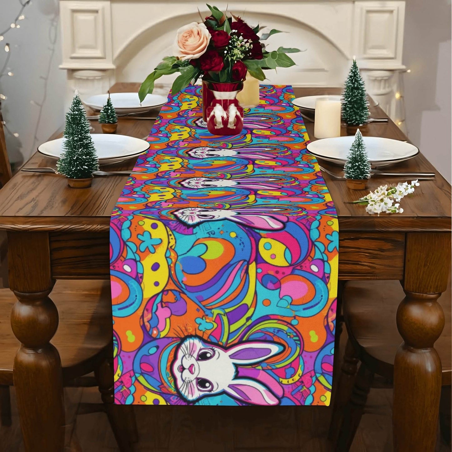 Trippy Bunny Polyester Table Runner - DeRose Seasonal