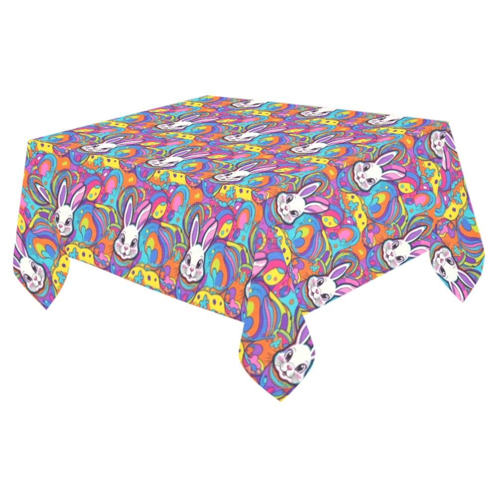 Trippy Bunny Polyester Tablecloth Polyester Tablecloth 70"x 52" DeRose Seasonal