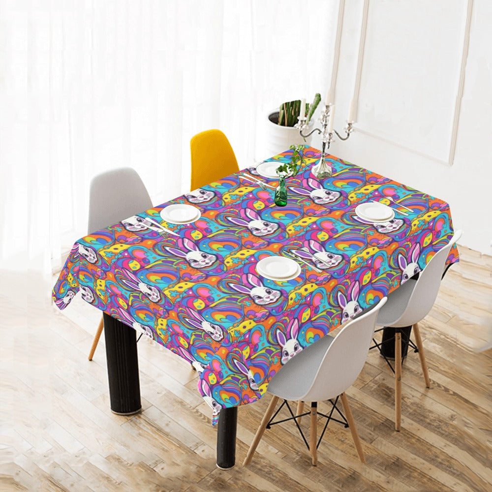 Trippy Bunny Polyester Tablecloth Polyester Tablecloth 70"x 52" DeRose Seasonal
