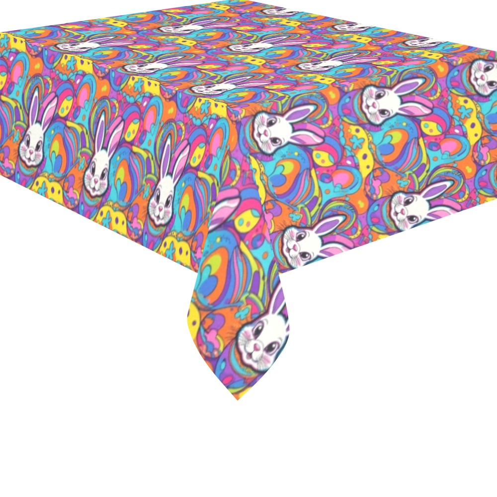 Trippy Bunny Polyester Tablecloth Polyester Tablecloth 70"x 52" DeRose Seasonal