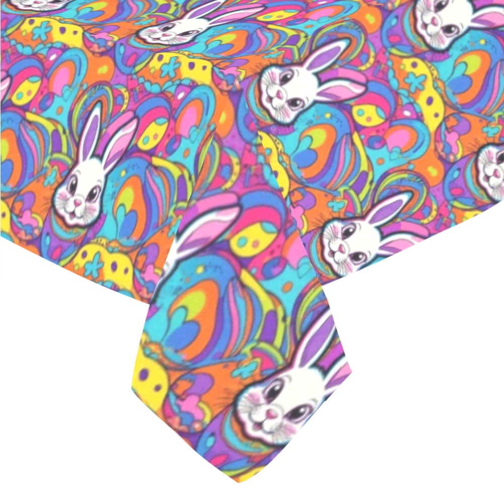 Trippy Bunny Polyester Tablecloth Polyester Tablecloth 70"x 52" DeRose Seasonal