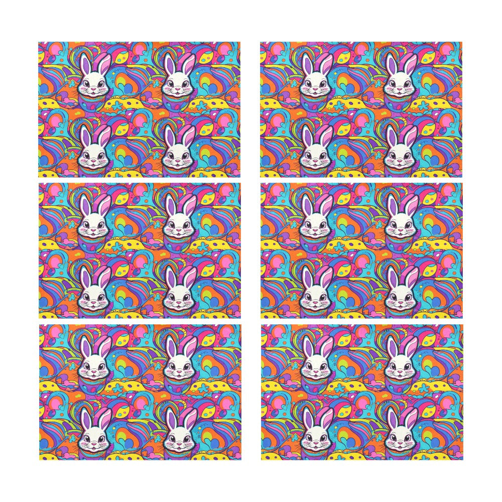 Trippy Bunny Table Placemat (set of 6) Placemats 12" x 18" (Set of 6) DeRose Seasonal