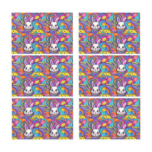 Trippy Bunny Table Placemat (set of 6) Placemats 12" x 18" (Set of 6) DeRose Seasonal