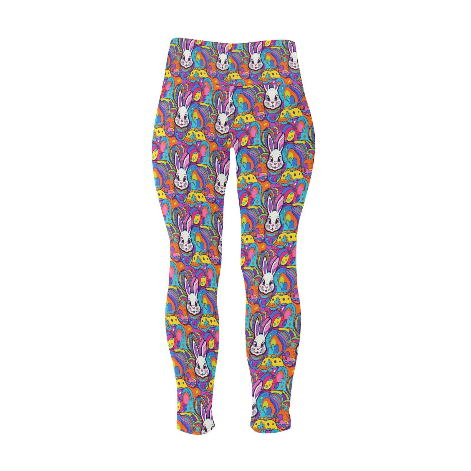 Trippy Bunny Women's Plus Size High Waited Leggings Women's High Waist Leggings(Plus Size)(ModelL45) - DeRose Seasonal