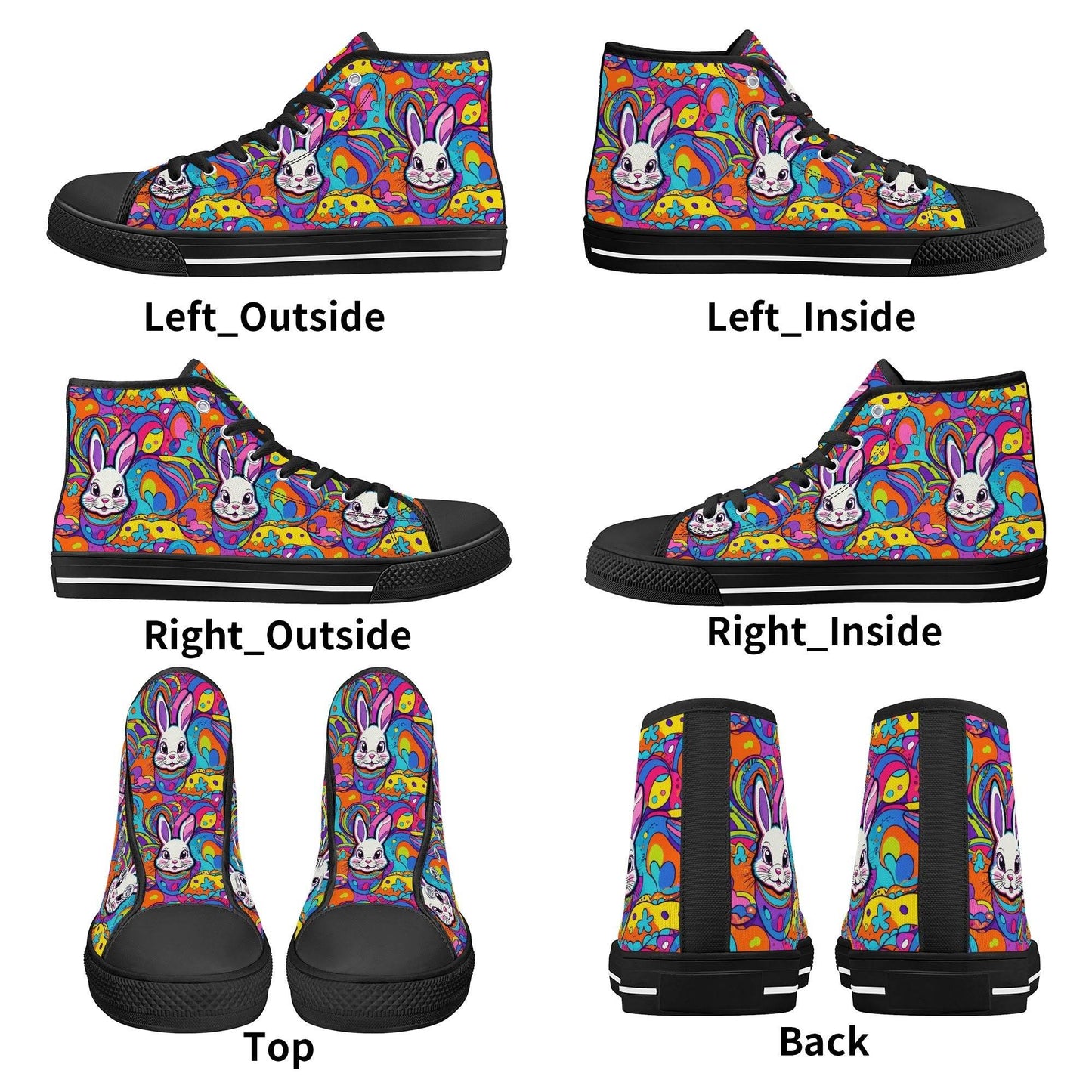 Trippy Bunny Women's High Top Canvas Shoes - DeRose Seasonal