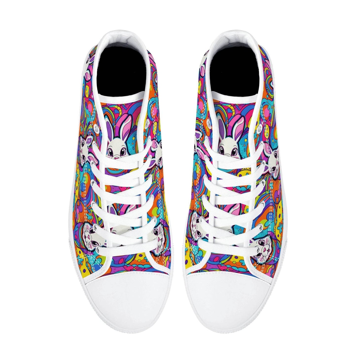 Trippy Bunny Women's High Top Canvas Shoes - DeRose Seasonal