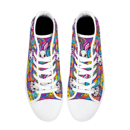 Trippy Bunny Women's High Top Canvas Shoes - DeRose Seasonal