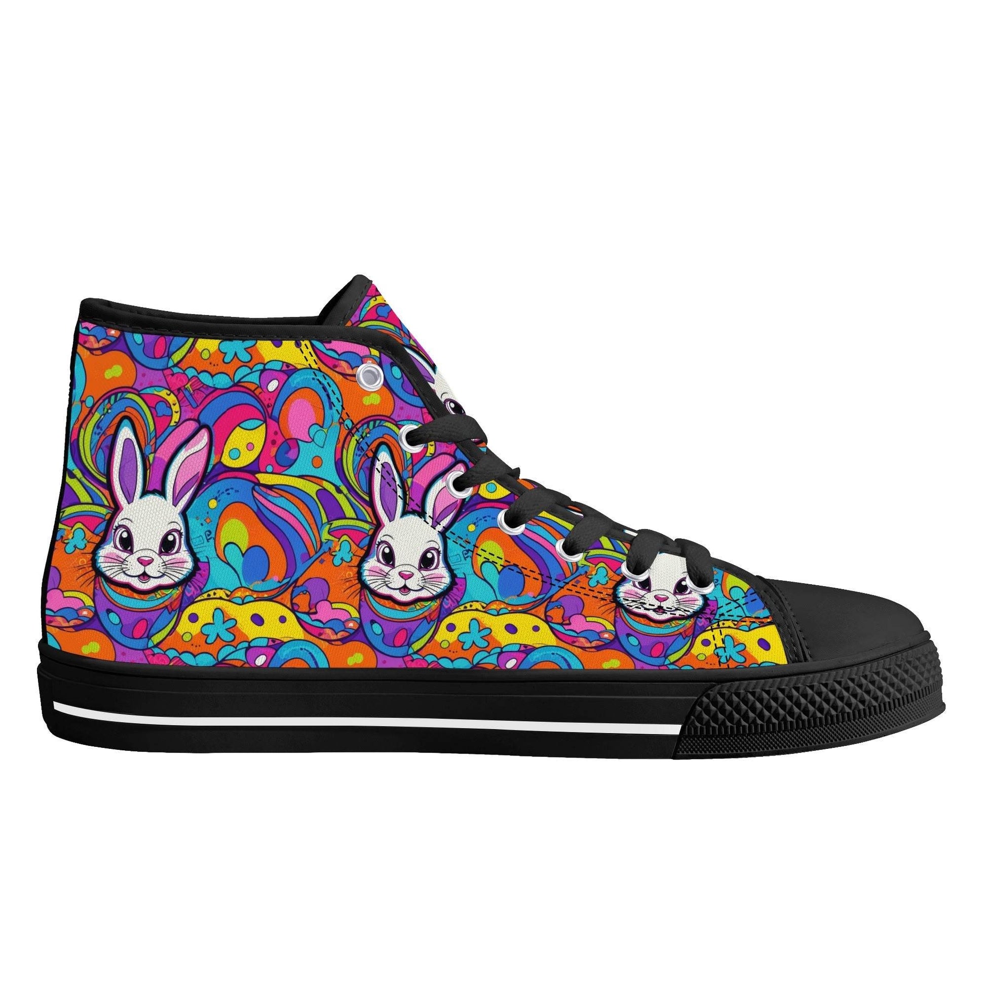 Trippy Bunny Women's High Top Canvas Shoes - DeRose Seasonal