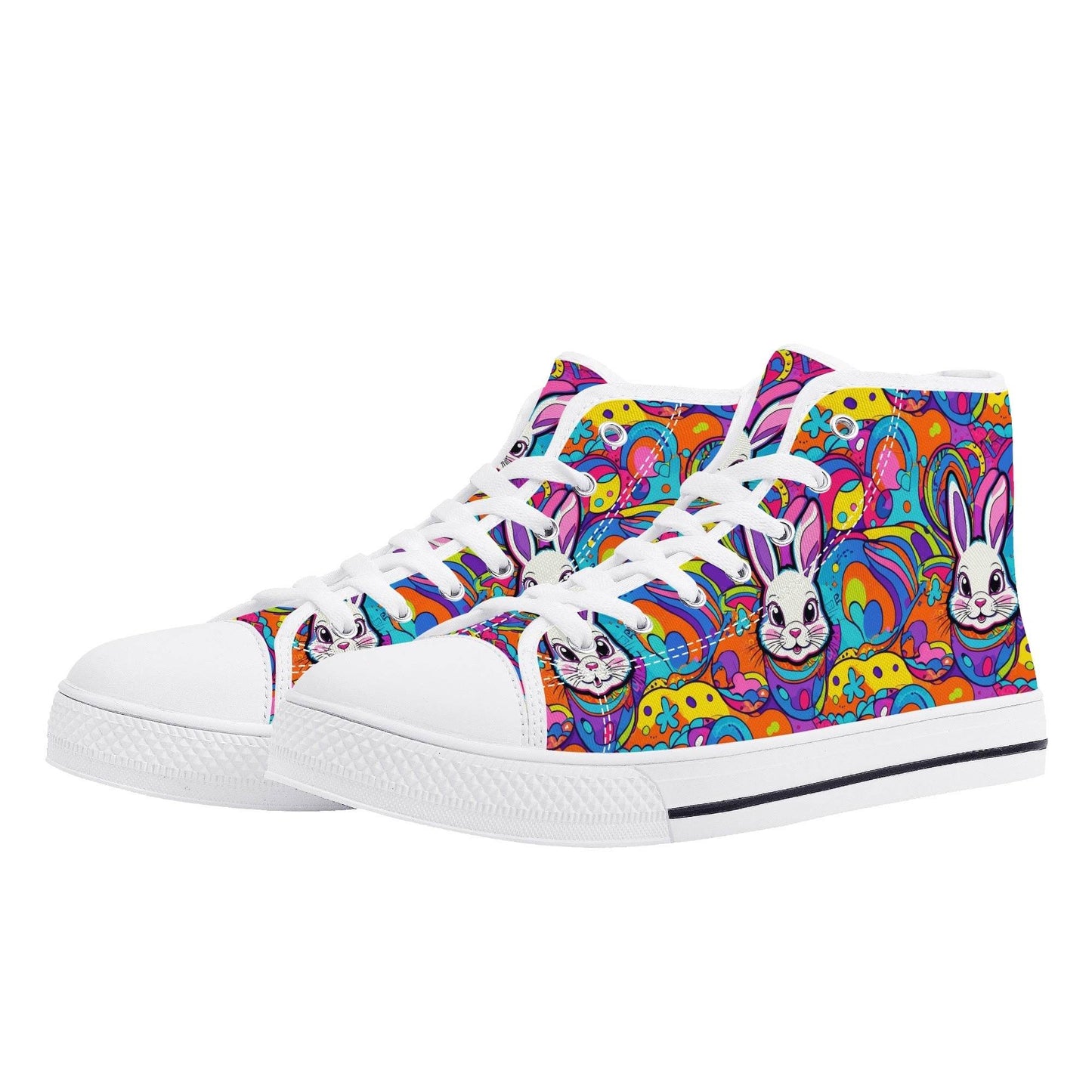 Trippy Bunny Women's High Top Canvas Shoes - DeRose Seasonal