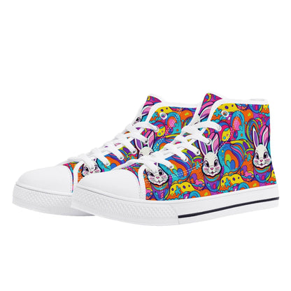 Trippy Bunny Women's High Top Canvas Shoes - DeRose Seasonal