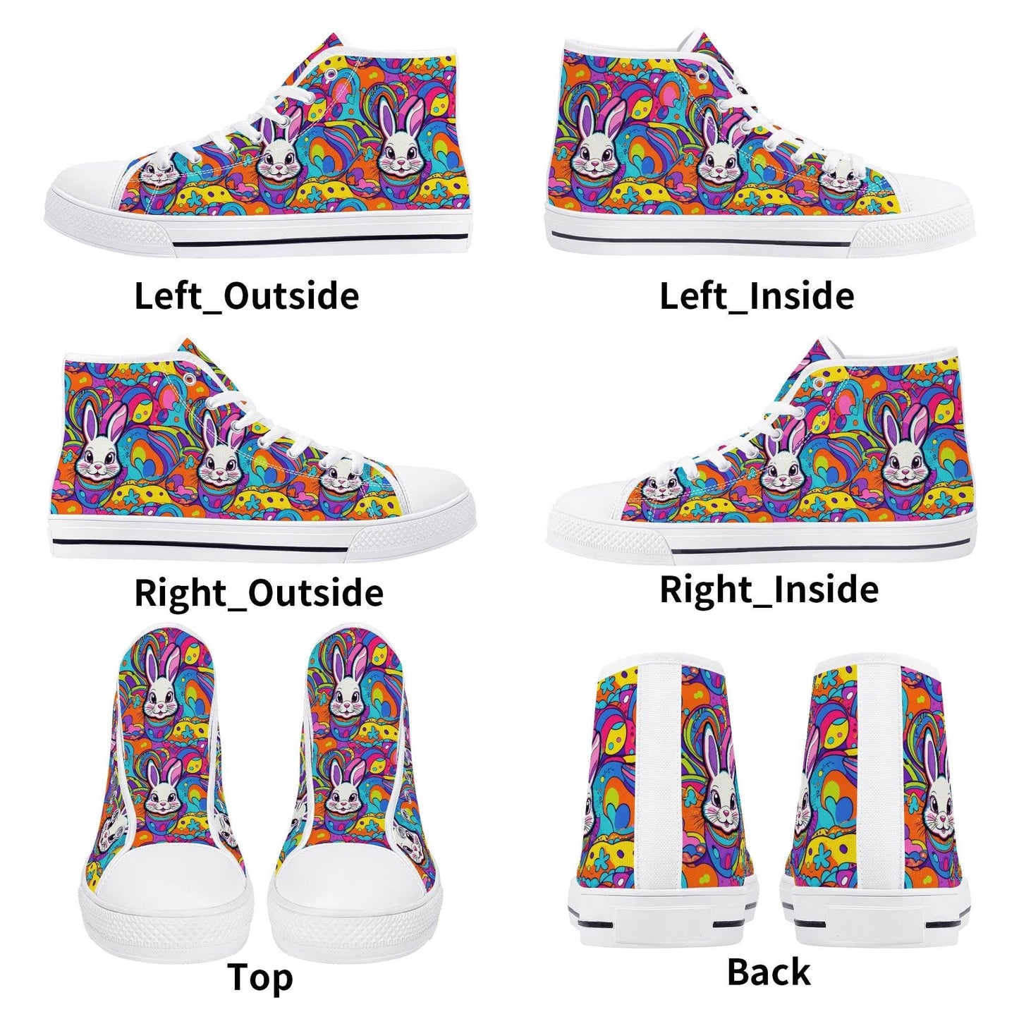 Trippy Bunny Women's High Top Canvas Shoes - DeRose Seasonal