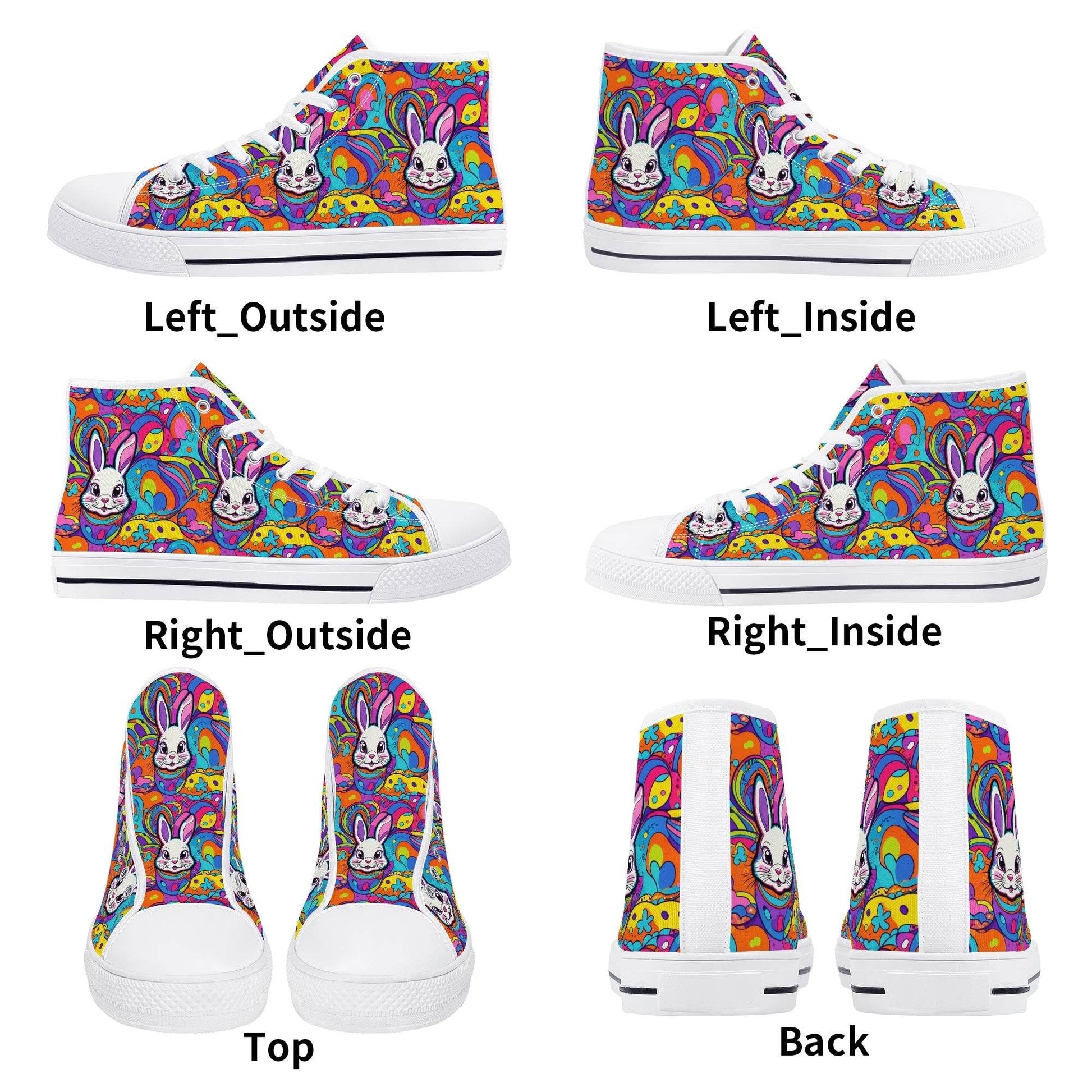 Trippy Bunny Women's High Top Canvas Shoes - DeRose Seasonal