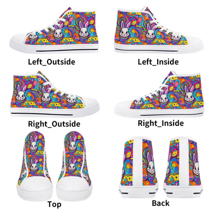 Trippy Bunny Women's High Top Canvas Shoes - DeRose Seasonal
