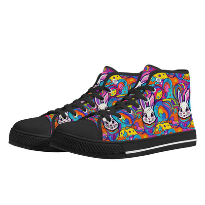 Trippy Bunny Women's High Top Canvas Shoes - DeRose Seasonal