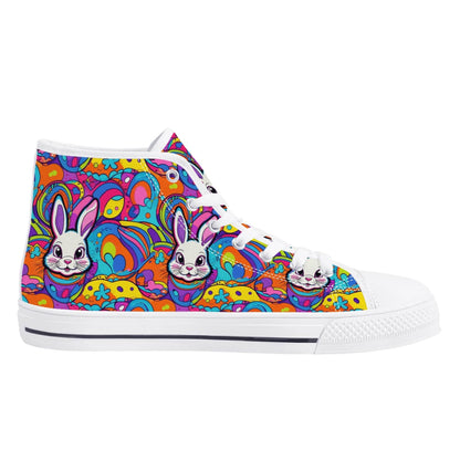 Trippy Bunny Women's High Top Canvas Shoes - DeRose Seasonal