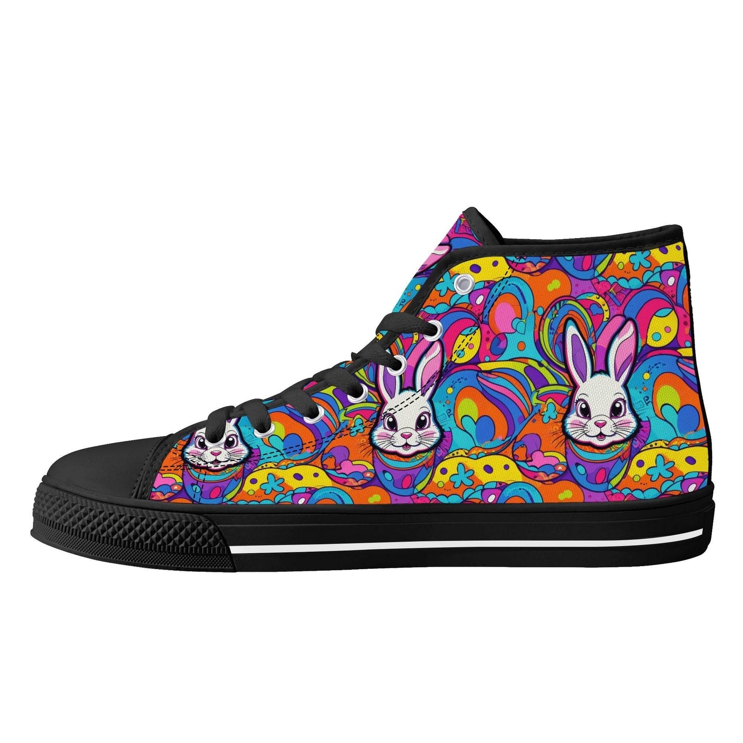 Trippy Bunny Women's High Top Canvas Shoes - DeRose Seasonal