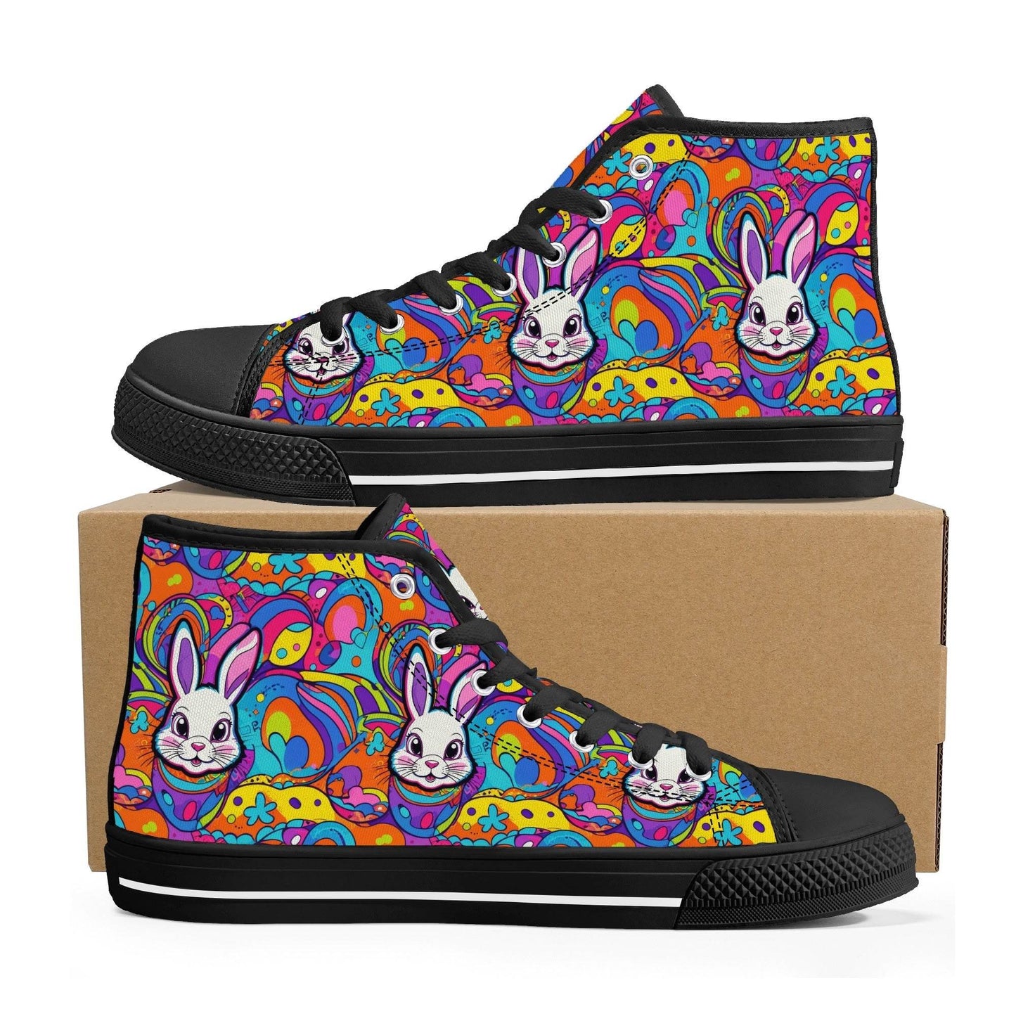 Trippy Bunny Women's High Top Canvas Shoes - DeRose Seasonal