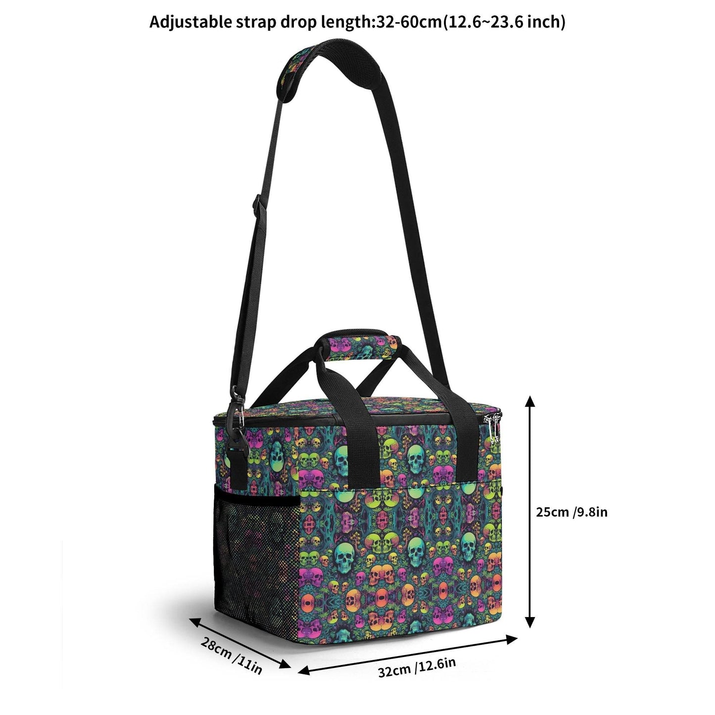 Trippy Skulls Insulated Leakproof Cooler Bag Lunch Box - DeRose Seasonal