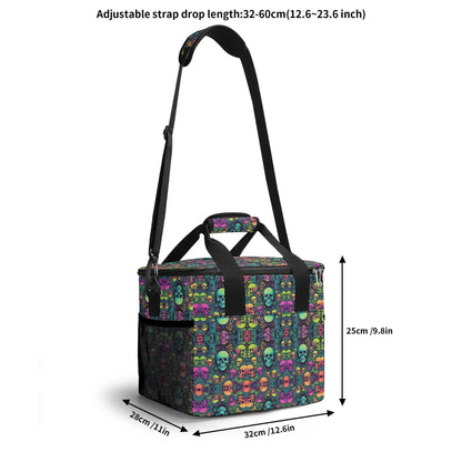 Trippy Skulls Insulated Leakproof Cooler Bag Lunch Box - DeRose Seasonal