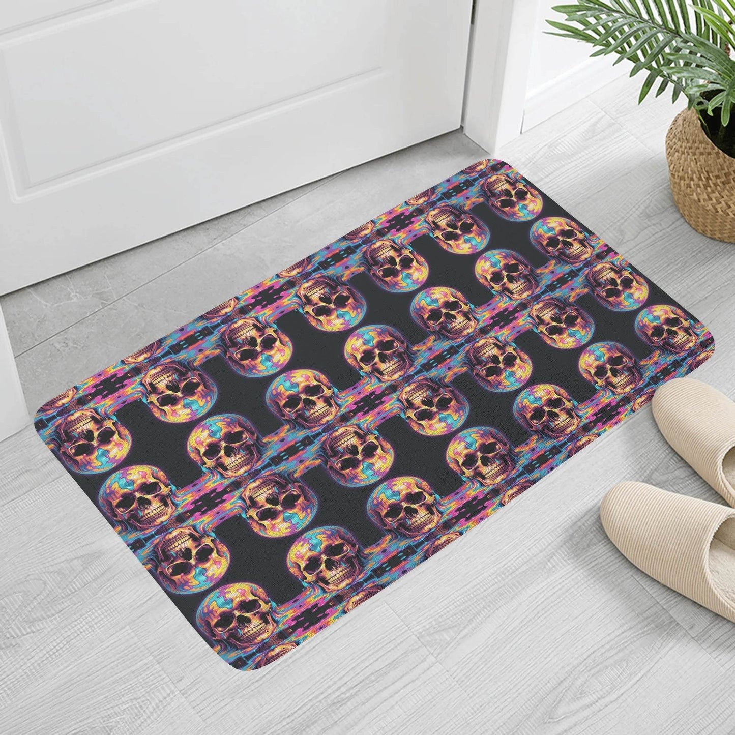 Trippy Skulls Plush Indoor Doormat - DeRose Seasonal