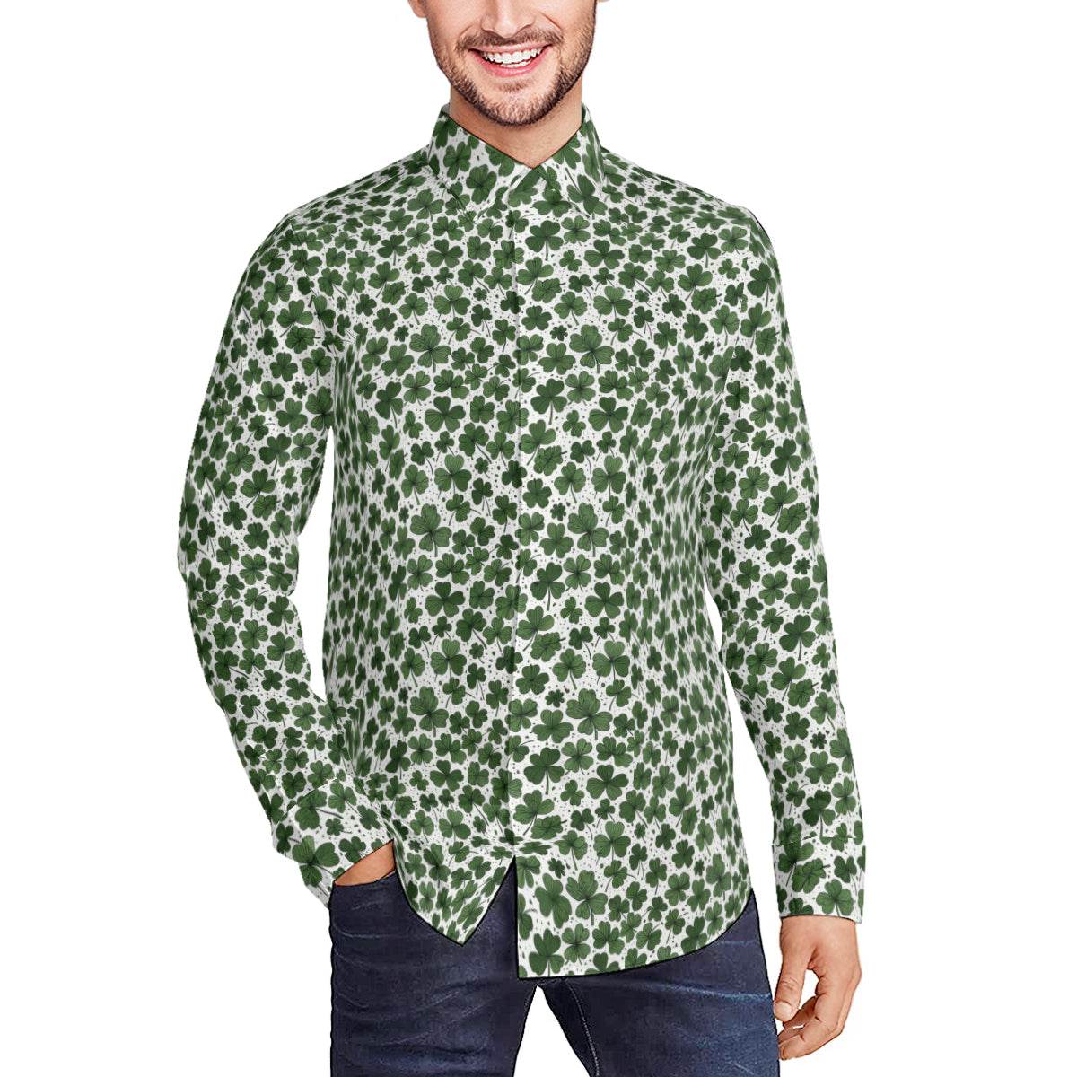 Clovers Men's Classic Long-Sleeved Shirt | Polyester - DeRose Seasonal