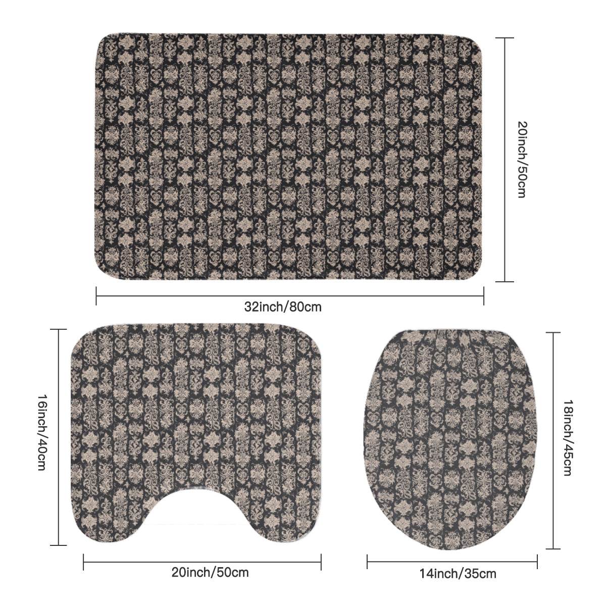 Gothic Emblem Bathroom Four-Piece Set(Shower Curtain + Toilet Cover Mat + Toilet Foot Mat + Floor Mat)| Polyester - DeRose Seasonal