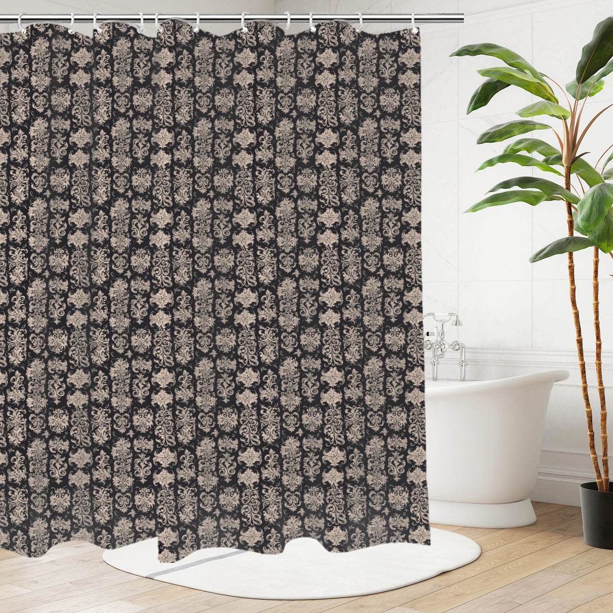 Gothic Emblem Bathroom Four-Piece Set(Shower Curtain + Toilet Cover Mat + Toilet Foot Mat + Floor Mat)| Polyester - DeRose Seasonal