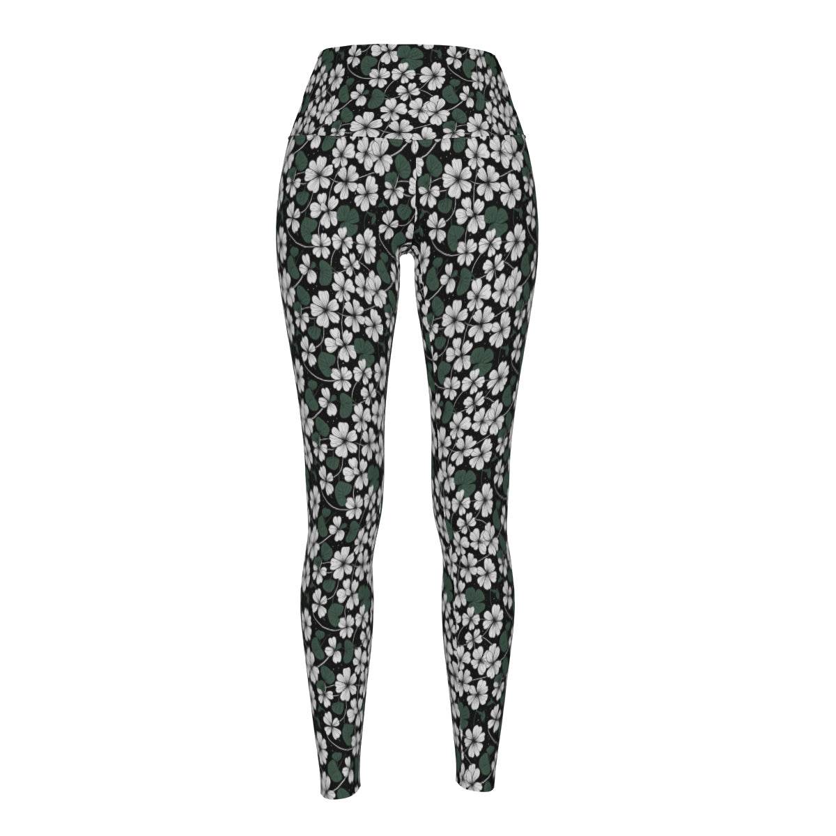White Clovers Women's Polyester Yoga pants Leggings - DeRose Seasonal