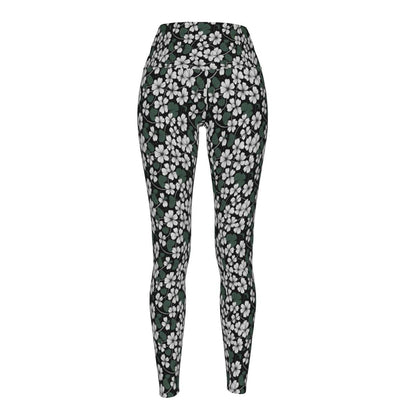 White Clovers Women's Polyester Yoga pants Leggings - DeRose Seasonal