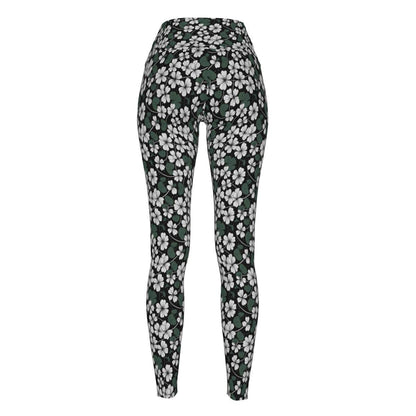 White Clovers Women's Polyester Yoga pants Leggings - DeRose Seasonal