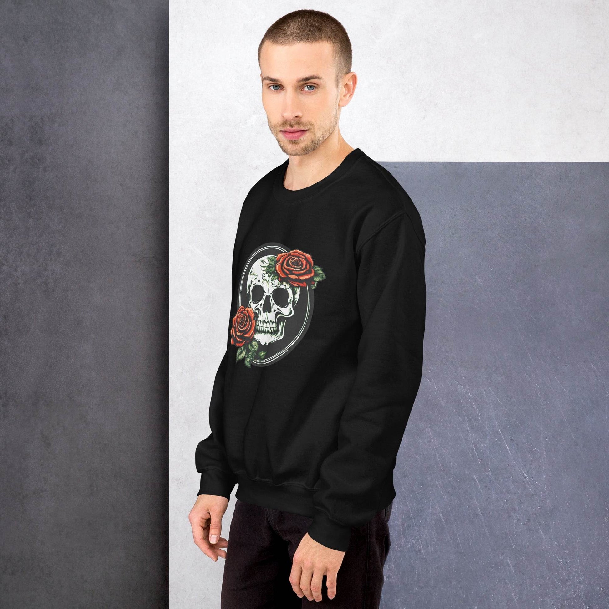 Unisex Skull and Roses Sweatshirt - DeathDrip Branding - DeRose Seasonal