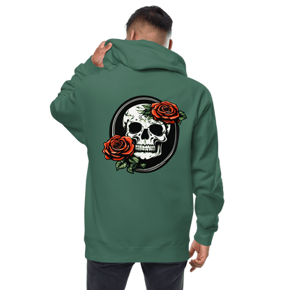 Skull and Rose Unisex fleece zip up hoodie - DeathDrip Branding - DeRose Seasonal