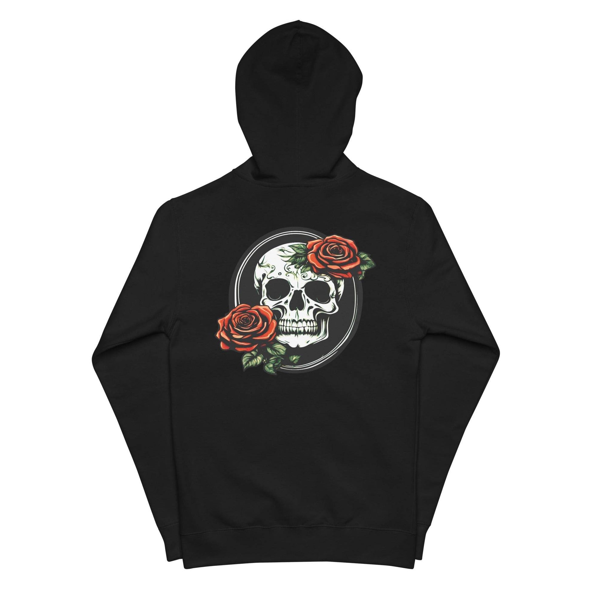 Skull and Rose Unisex fleece zip up hoodie - DeathDrip Branding - DeRose Seasonal