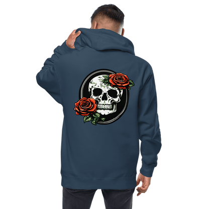 Skull and Rose Unisex fleece zip up hoodie - DeathDrip Branding - DeRose Seasonal